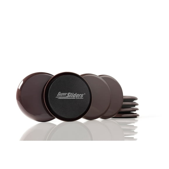Super Sliders 3 1/2" Round Reusable Furniture Sliders for Carpet - Effortless Moving and Surface Protection, Brown (8 Pack)