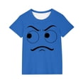 thumbnail image 1 of Blusas y camisas de manga corta con cuello redondo para niños y niñas, color liso, con estampado de expresión linda, manga corta, holgadas y cómodas, blusa para niña, 1 of 5
