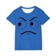 thumbnail image 1 of Blusas y camisas de manga corta con cuello redondo para niños y niñas, color liso, con estampado de expresión linda, manga corta, holgadas y cómodas, blusa para niña, 1 of 5