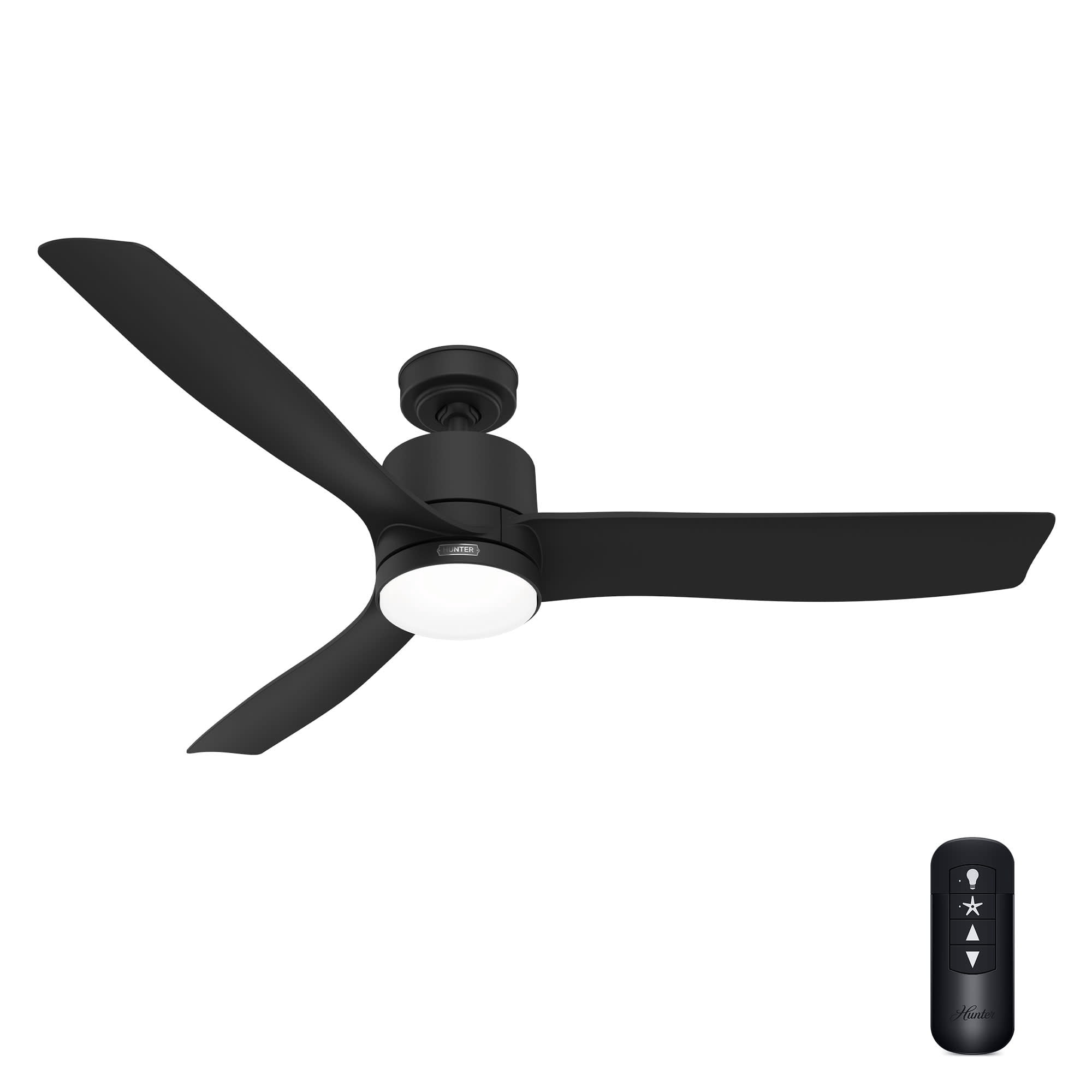 Hunter 60 inch Bolsa Matte Black Ceiling Fan with LED Light Kit and Handheld Remote