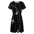 thumbnail image 4 of Airplanes Background with Trajectory Dress Fashion Beach Short Sleeve Dresses Female Party Printed Sundress, 4 of 7