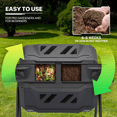 thumbnail image 4 of MoNiBloom 43 Gallon Dual Chamber Compost Tumbler, Outdoor Tumbling Rotating Compost Bin, Tumbling Composter with 2 Sliding Doors and Gloves, BPA Free, Black, 4 of 10