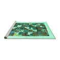 thumbnail image 2 of Ahgly Company Machine Washable Indoor Round Solid Turquoise Blue Modern Area Rugs, 5' Round, 2 of 4