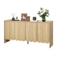 thumbnail image 5 of YOCWO Beige Sideboards and Buffets, Wave Panel Buffet Storage Cabinet with 4 Doors and Adjustable Shelf for Kitchen Living Room Entryway, 5 of 11