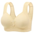 thumbnail image 2 of felwors Bras for Older Women Plus Size No Underwire Full Coverage Breathable Cotton Bra Front Closure Padded Bralettes(Light Yellow, 36), 2 of 6