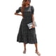 thumbnail image 1 of Vestido PRETTYGARDEN Midi Preto com Mangas Bufantes XL, 1 of 8