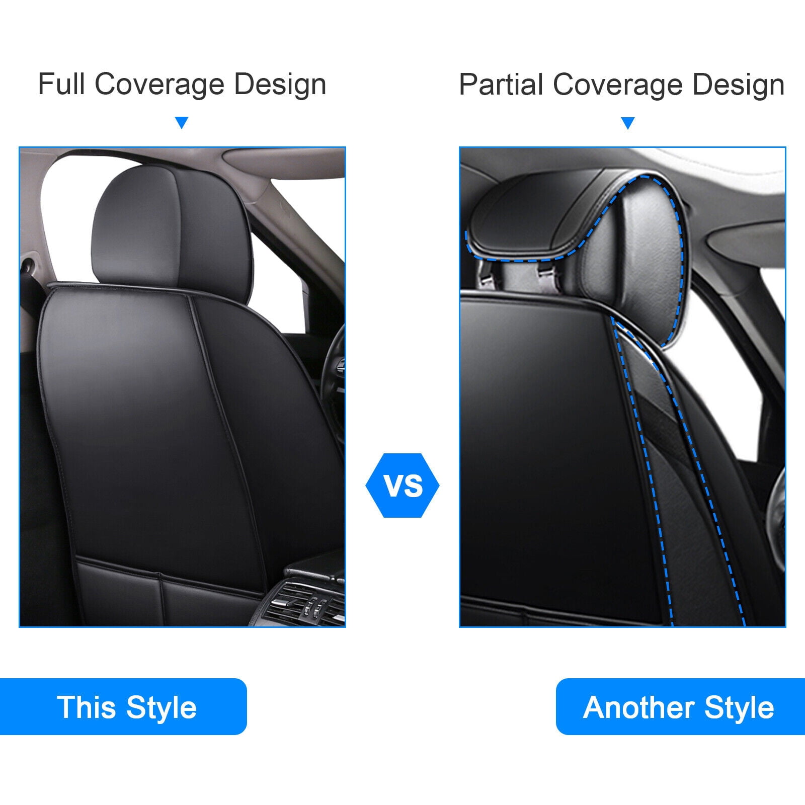 Premium Car Seat Covers for Kia 5-Seat Full Set, Waterproof PU Leather Front Rear Seat Protector with Pillow Black&Blue