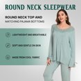 thumbnail image 2 of GUdiPUdi Women's Round Neck Viscose Made of Bamboo Pajama Set Hot Flash Menopause Relief PJs Comfortable Stylish Sleepwear Teal, 2 of 8