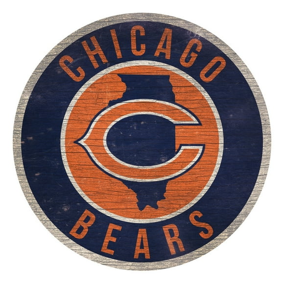 Chicago Bears Sign Wood 12 Inch Round State Design