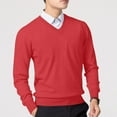 thumbnail image 4 of Elvqul Sweater for Men Big and Tall Knitted Red Mens Pullover Sweater V Neck, 4 of 4