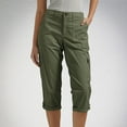 thumbnail image 2 of Womens Cargo Capri Pants Lightweight 6 Pockets Hiking Pants Casual Outdoor Trip Straight-Leg Cotton Cropped Pants Army Green M, 2 of 8