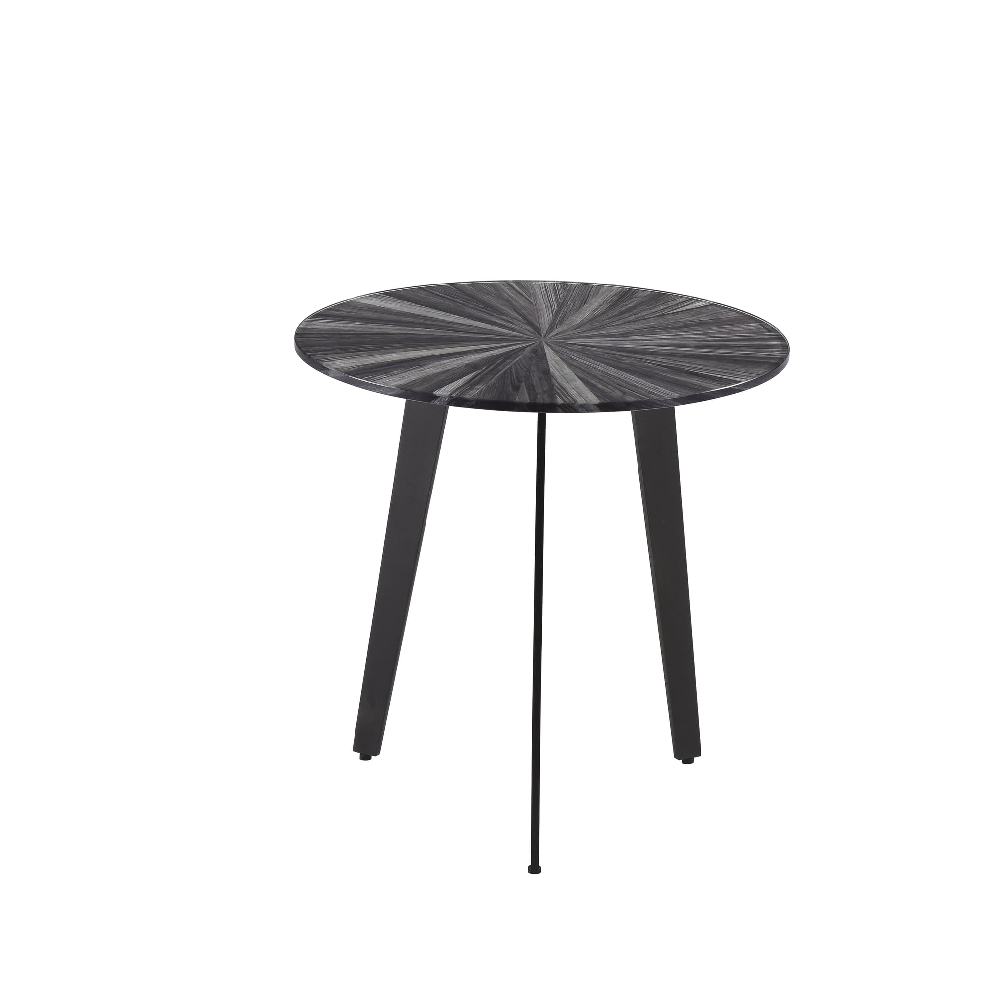 Nina Mid-Century Round Gray Coffee Table Set with Tempered Glass Top - Set of 2