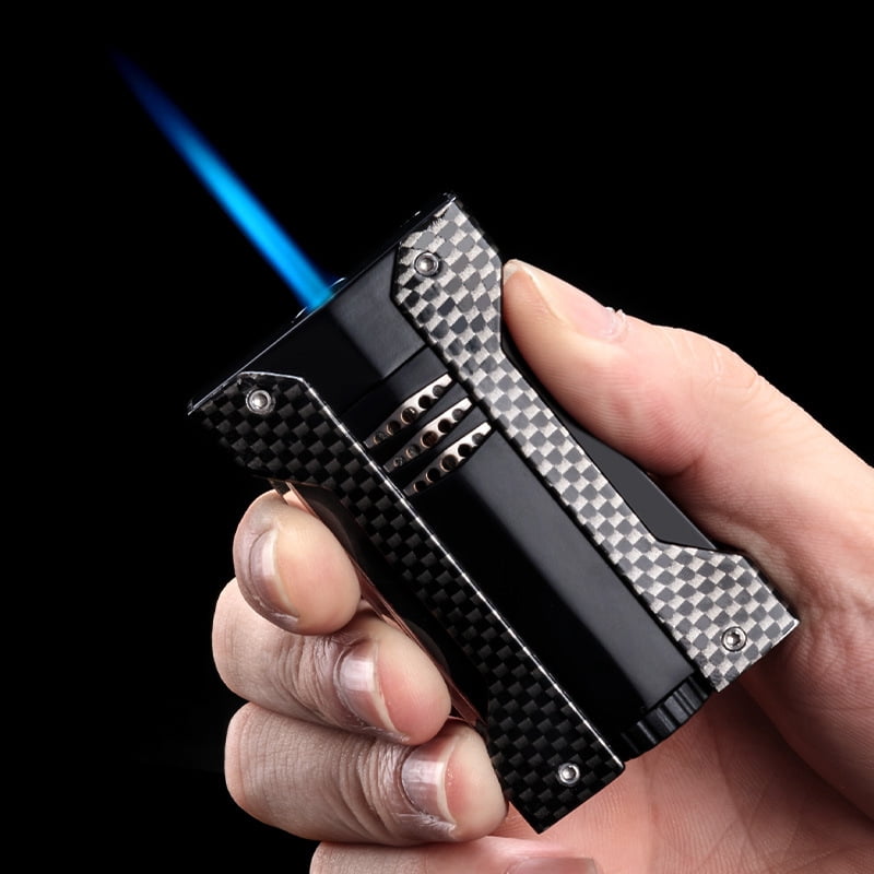 Cigar-Specific Lighter, Windproof Direct Impact Metal Stainless Steel Portable Cigar Electronic Cigarette Lighter Gift Box Packaging
