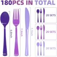 thumbnail image 2 of 180 PCS Purple Plastic Silverware Heavy Duty Purple Plastic Cutlery Set Disposable 60 Forks, 60 Knives, 60 Spoons for Birthday, Wedding, Picnic, Baby Shower, 2 of 7