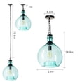 thumbnail image 4 of CASAMOTION Wavy Hammered Hand Blown Glass Pendant Light, Teal, 13", 4 of 7