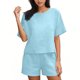 thumbnail image 2 of Conjunto Corto Casual para las Mujeres Manga Corta Bolsillo Pantalones Cortos Pantalones de Señoras Conjunto con Cuello Redondo Top, Ropa Casual de Verano, 2 of 7