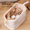 thumbnail image 2 of Women's Double-layer Makeup Bag Large Capacity Main Bag Lower Makeup Brush Storage Bag with Inner Pocket Cosmetic Organizer Travel Toiletry Bag PU Leather, 2 of 8