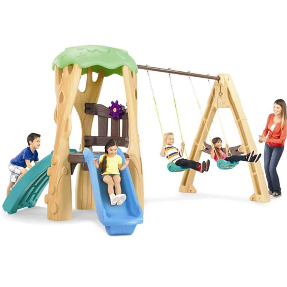 Little Tikes Kids Tree House Outdoor Backyard Playground Climbing Wall  Swing Set