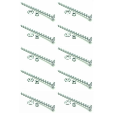 

Ten (10) 5/16-18 x 5 Long Carriage Bolts Set w/ Nuts & Washers (BCP304)