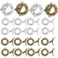 thumbnail image 2 of 40pcs Round Flower Bracelet Toggle Clasps Bird Shape Bar Tibetan Closure Filled Ring Clasps Fastener Hook Toggle Connectors for DIY Necklace Jewelry Craft Making, 2 Colors, 2 of 8