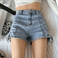 thumbnail image 2 of Siilsaa Resort Wear for Women 2024 Women's Casual Wide Leg Shorts High Waisted Ruffle Shorts with Pockets Blue,XL, 2 of 4