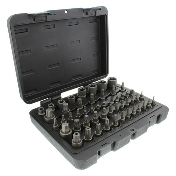 Star Torx Bit Socket 52-Piece Set – SAE 1/4, 3/8, 1/2in 4-Point Square Drive T6–T70, E4–E24, TP8–TP60, TT8–TT60