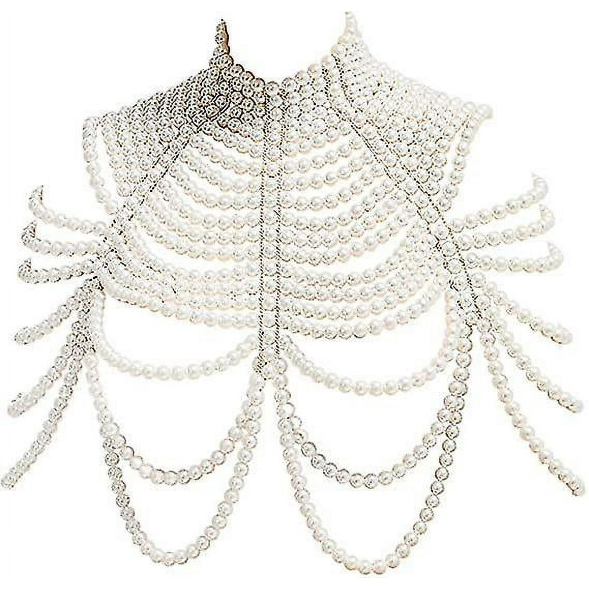 discount Pearl Body Chain Bra Fashion Shoulder Necklaces Bra Chain Body Jewelry