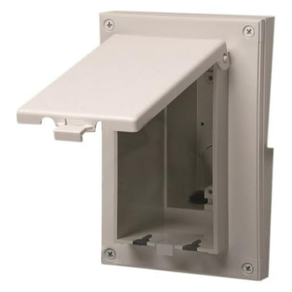DBVR141W-1 Low Profile IN BOX Electrical Box with Weatherproof Cover for Retrofit Siding Construction, 1/2-Inch Lap, Vertical, White