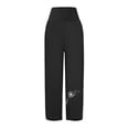 thumbnail image 3 of VEKDONE Womens Cotton Linen Pants Print Long Pants Black M, 3 of 4