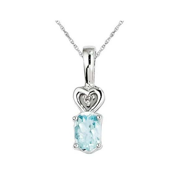 Sterling Silver Genuine Aquamarine Heart Pendant Necklace with Chain 2/5 Carat (ctw)