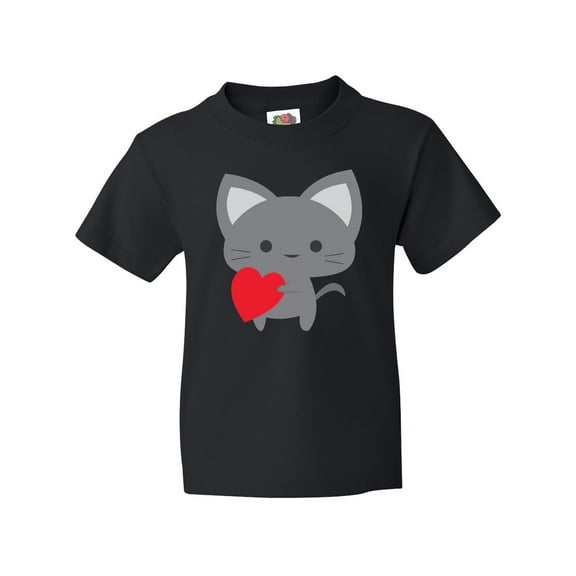 Inktastic Heart Cat Youth T-Shirt