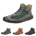 thumbnail image 4 of XIMIN Men's Chukka Boots Casual Leather Vintage Handmade Stitching High Boots Fashion Lace-Up Non-Slip Retro Ankle Bootie Comfort Outdoor Walking Driving Sneakers, 4 of 6