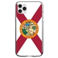 thumbnail image 1 of DistinctInk Clear Shockproof Hybrid Case for iPhone 12 MINI (5.4" Screen) - TPU Bumper, Acrylic Back, Tempered Glass Screen Protector - Florida State Flag - US State Flag, 1 of 2