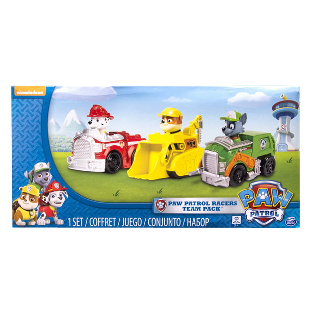 Paw Patrol Racers 3-Pack Vehicle Set, Marshall, Rocky, Rubble