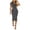 Black, variant on CHUMUD Summer Dresses for Women V-Neck Short Sleeve Ribbed Midi Dress, Bodycon Sheath Striped Dress Casual