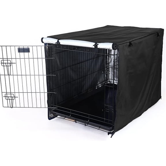 Heavy Duty Polyester Pet Kennel Cover, Black Sunshade Shield, Universal Fit for 24 Inches Wire Dog Crate