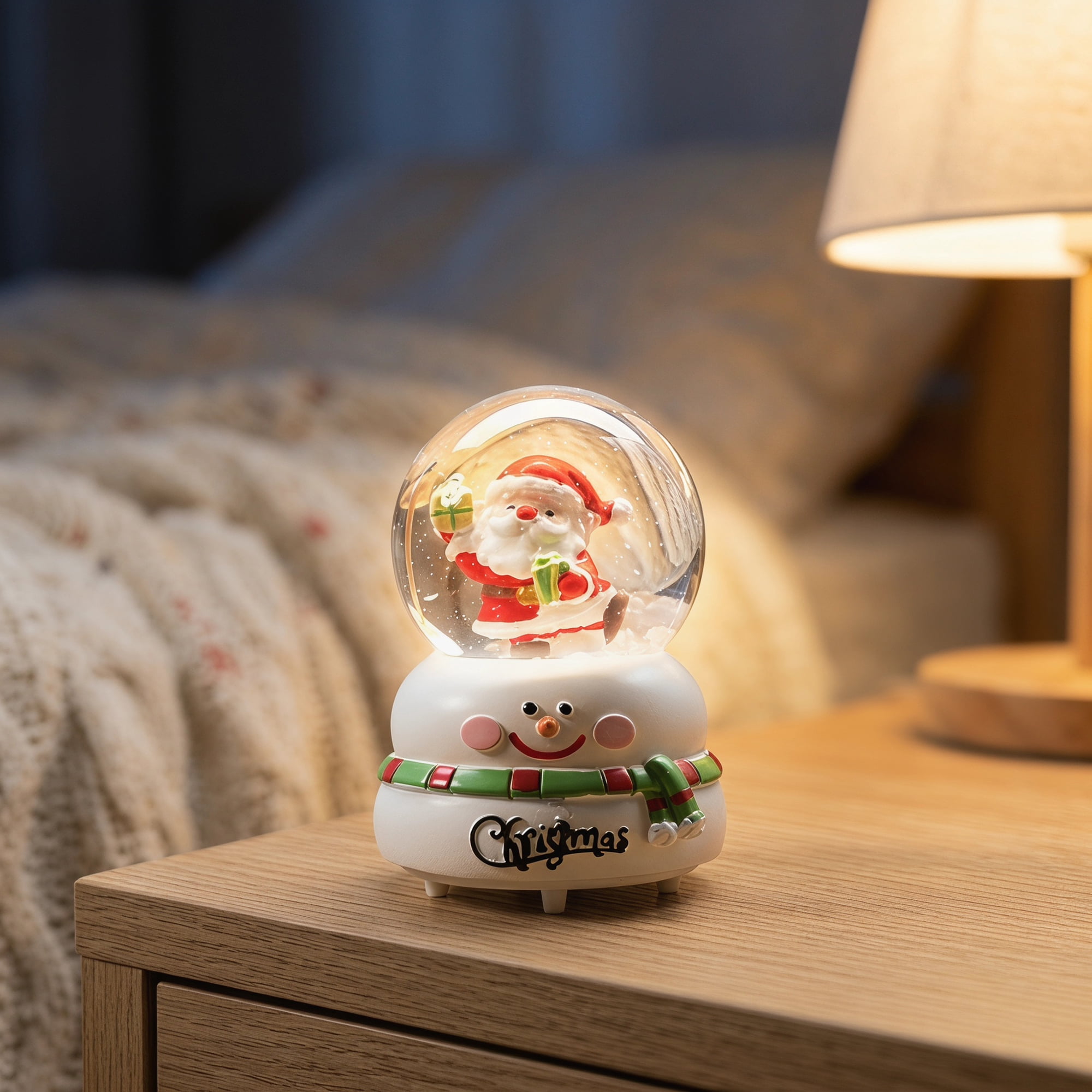 Unique Bargains Light Up Crystal Ball LED Glitter Snow Globe White D 1.8" x 1.8" x 2.7"