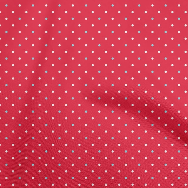 oneOone Coton Soie Tissu Rouge à Pois Matière de Robe Tissu Imprimé Tissu au Mètre 42 Pouces de Large