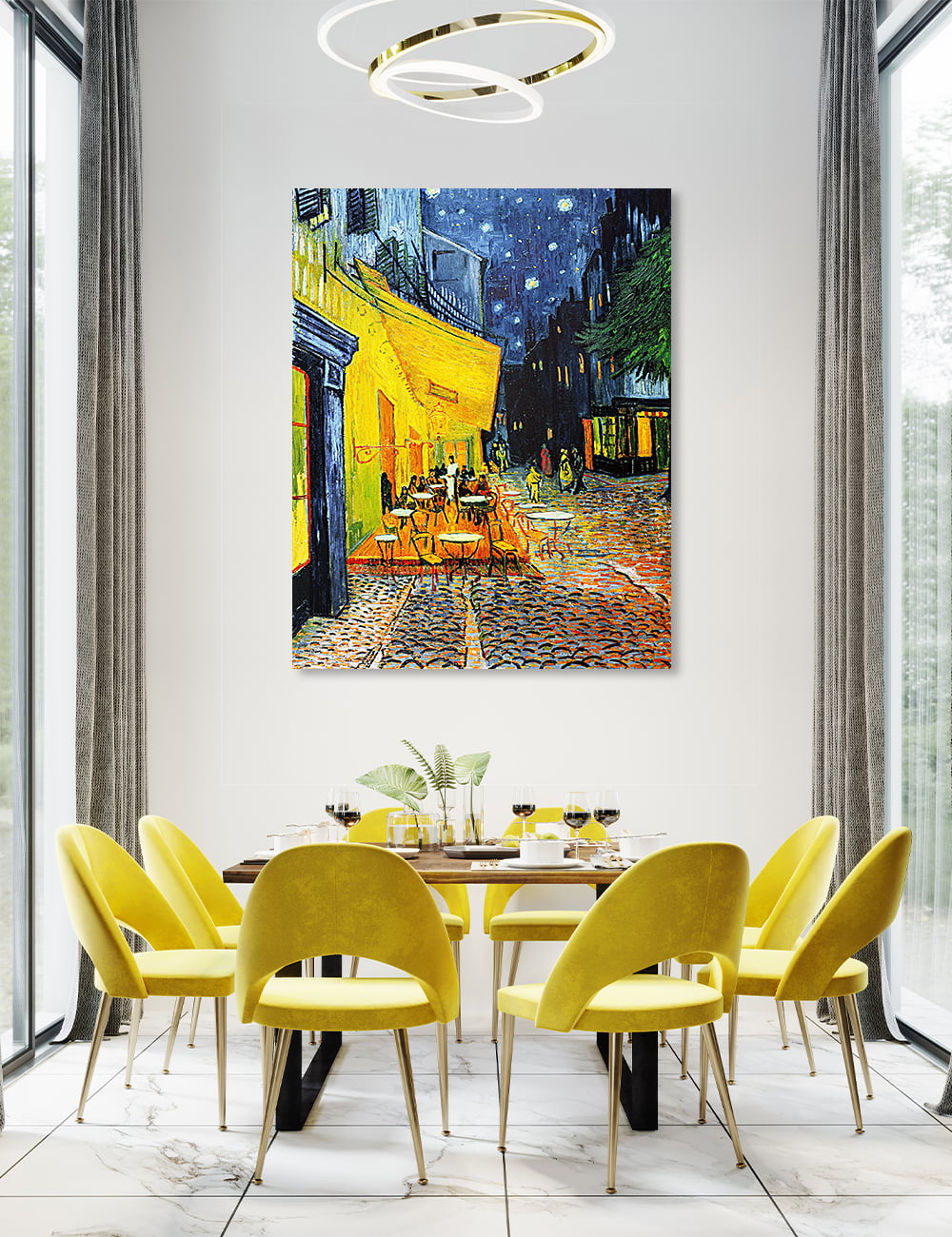 DECORARTS Cafe Terrace At Night by Vincent Van Gogh Art Reproduction. Giclee  Prints Acid Free Cotton Canvas Wall Art for Home Decor W 32