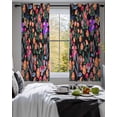 thumbnail image 3 of Watercolor Flowers Sheer Curtains 45 Inch Length 2 Panels Set for Living Room/Bedroom, Retro Spring Floral Botanical Leaves Black Kitchen Curtains Grommet Curtains Window Treatments 42"x45"x2, 3 of 7