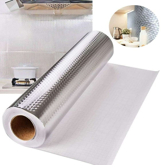 PULLIMORE Kitchen Backsplash Stickers Wallpaper, Kitchen Stickers Self Adhesive Kitchen Aluminum Foil Stickers Waterproof Oil Proof Stove Sticker