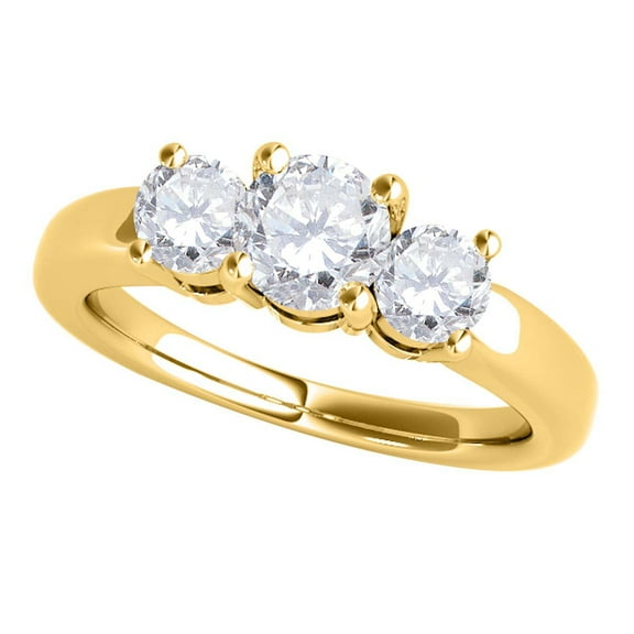 Mauli Jewels Engagement Rings for Women 1 Carat Three Stone Diamond Engagement Ring Crafted4 Prong-Setting14k Solid Yellow & White Gold