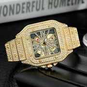 Glamorous Luxury Watches - Stylish Dial with Dazzling Rhinestones Elegant Men's Quartz Watch Perfect for Everyday Wear and Special Occasions