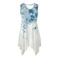 thumbnail image 4 of FUIALDOLG Summer Dresses for Women Lady Blue Flower Flowy Pleated Midi Dress Dragonfly Tank Dresses for Vacation,Cocktail Party,L, 4 of 7