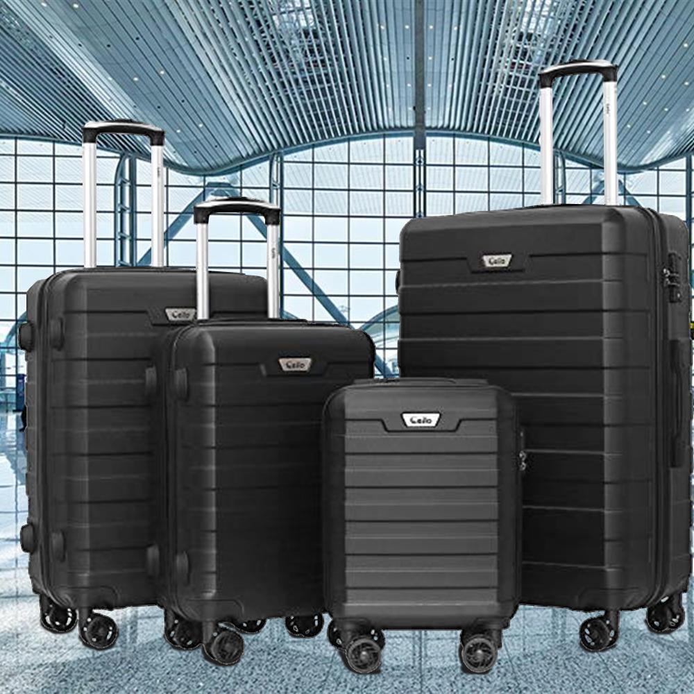 3 Pieces Hard Shell Suitcase Set Lightweight Trolley Cases Bag Luggage Black Blue Silver Travel 4 Wheel Spinner
