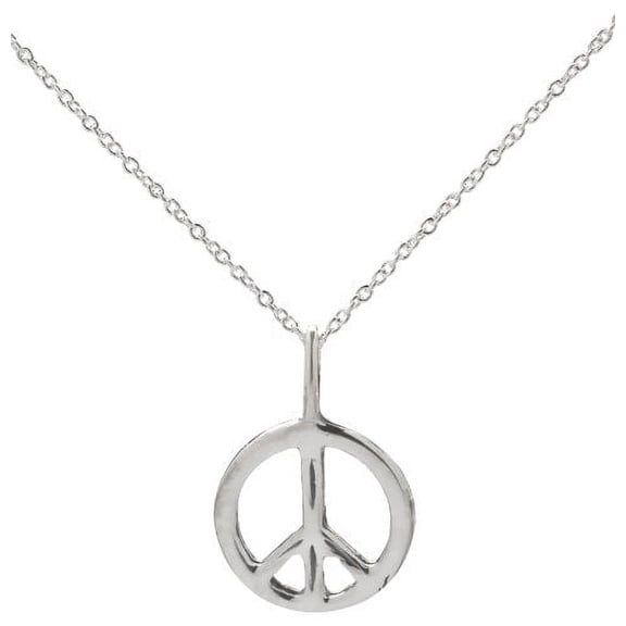 Sterling Silver Peace Sign Pendant Necklace, 18"