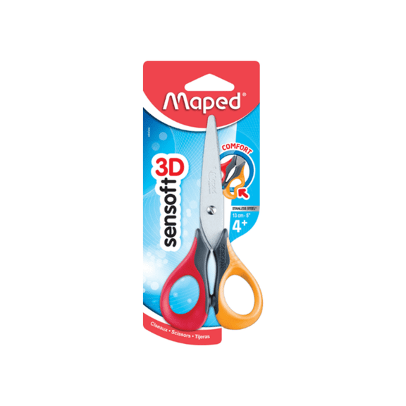 Maped Sensoft 3D Right-Handed Scissors with Comfort Grip, 5 Inch, Stainless Steel Blades