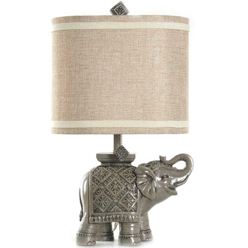 WHAT ON EARTH Elephant Shaped Table Lamp Cute Gray Animal Accent Nightlight 