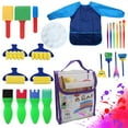 thumbnail image 2 of 57Pcs Sponge Paint Brushes Letters Stamp Kits With Apron For Early Learning Toddlers, Variety Of Brush Shapes And Sizes, Cultivate Children's Interest, Strengthen Hand Muscles 2 of 14