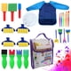 thumbnail image 1 of Pinceles de garabatos de pintura de esponja de acuarela para niños con mango de plástico Kit de paleta de delantal de bricolaje Juguetes de aprendizaje temprano 24 piezas Inevent FN000726-00, 1 of 7